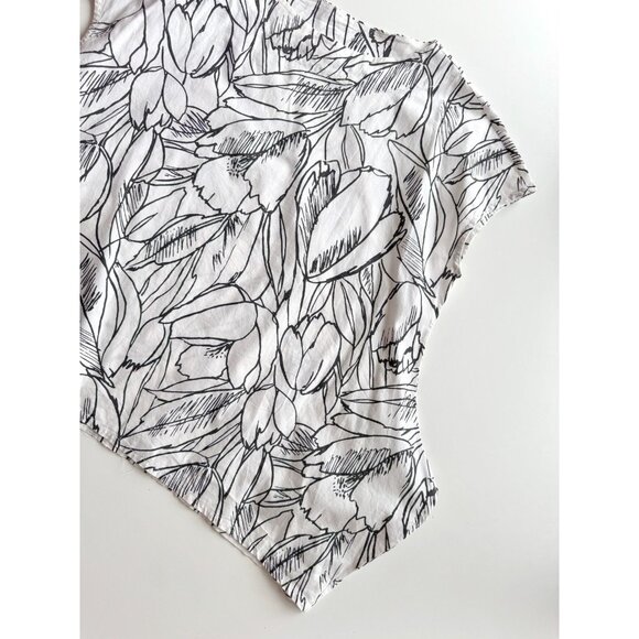 BRYN WALKER Ivy White Black Tulip Floral Cotton Oversized Tunic Top, Size S - Picture 8 of 14